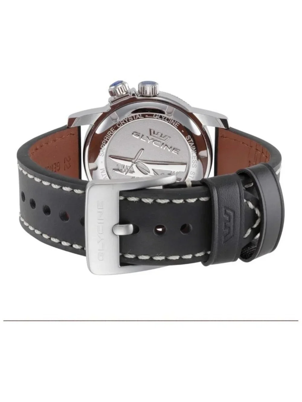 NWT Glycine Airman Contemporary Worldtimer Quartz Black Dial Men's Watch